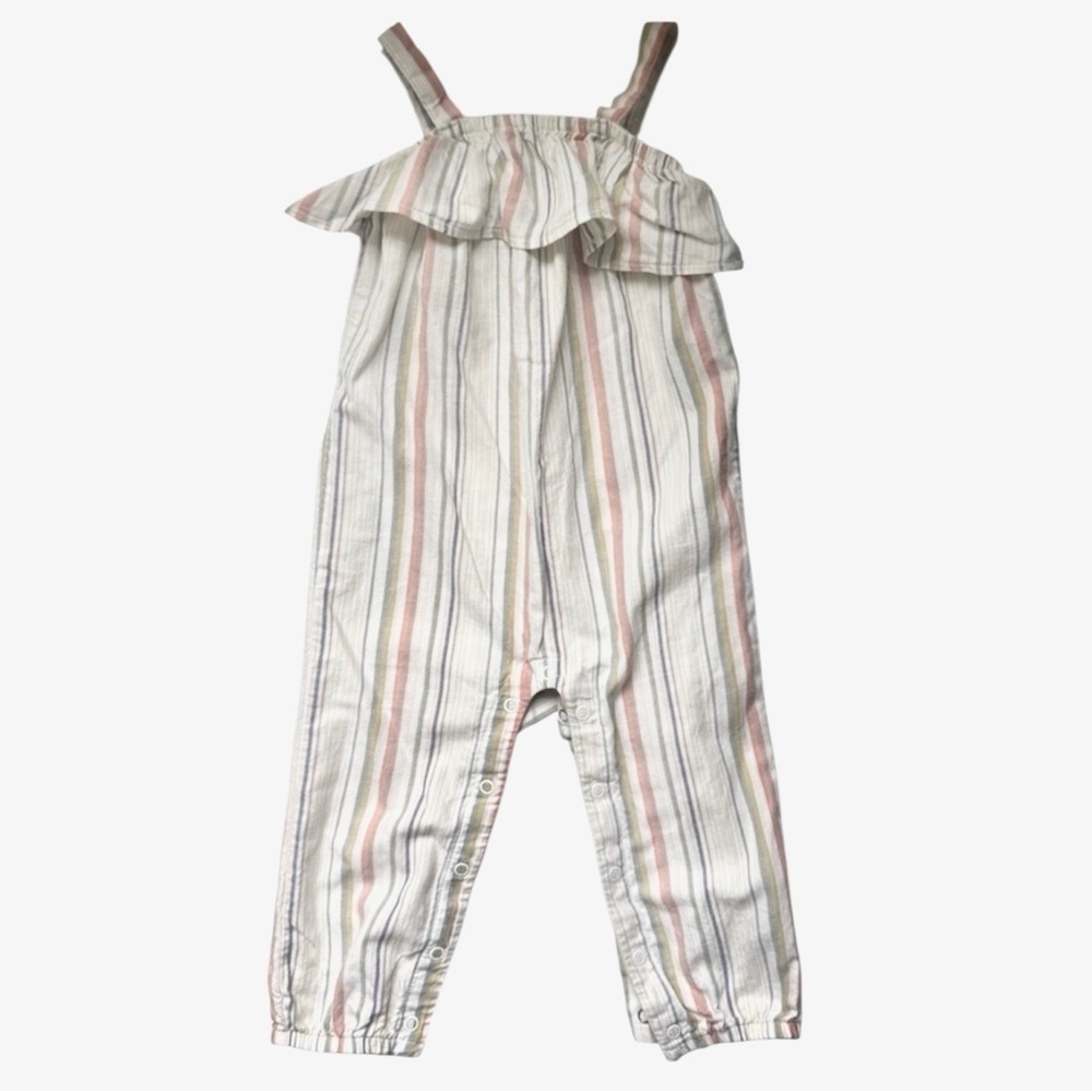 Carter's Girl’s Striped Cream with Muted Colors Romper Jumpsuit Size 18 Months